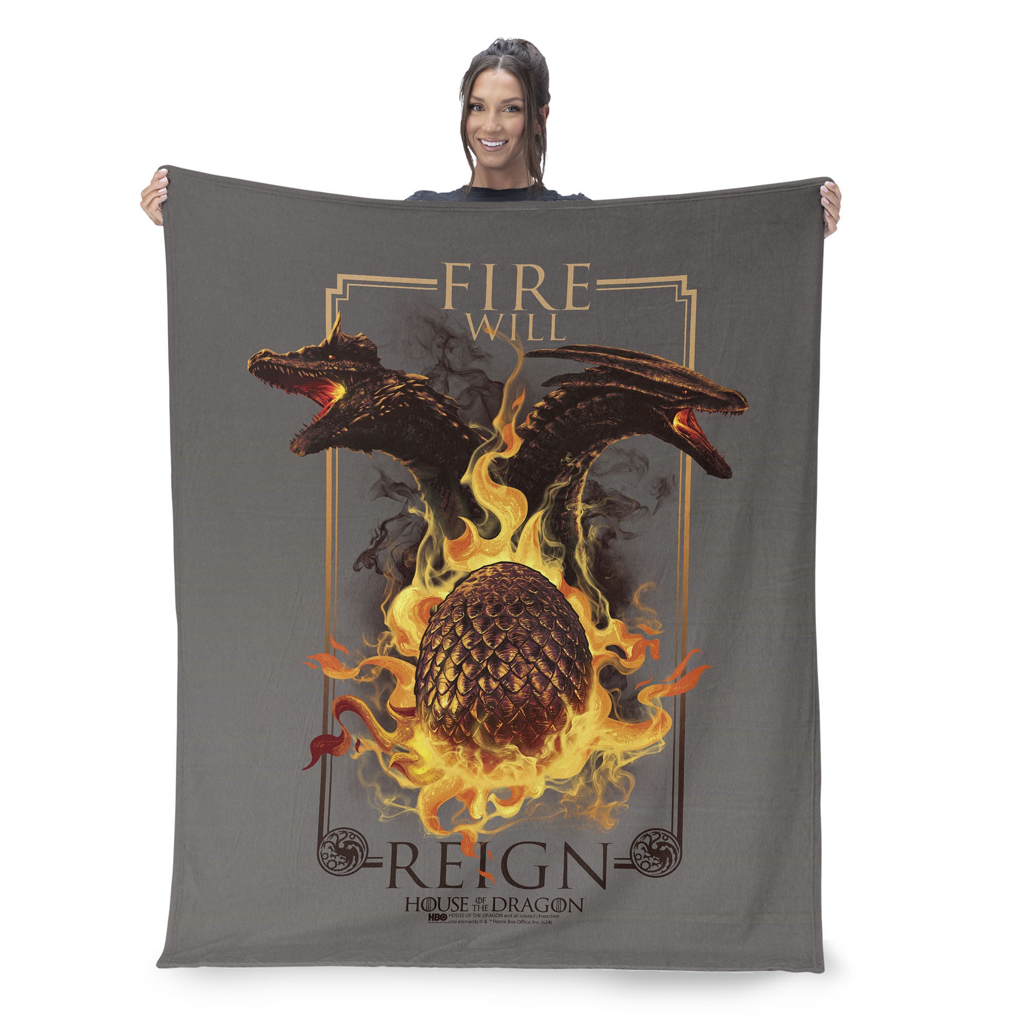 Warner Bros. House of the Dragon Let it Reign Silk Touch Throw Blanket 50x60 Inches, HOUSE DRAGON, on-hover image number 1