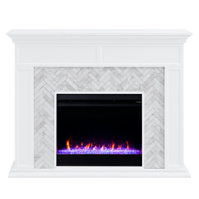 Torlington Color Changing Marble Tiled Fireplace, , alternate image number null