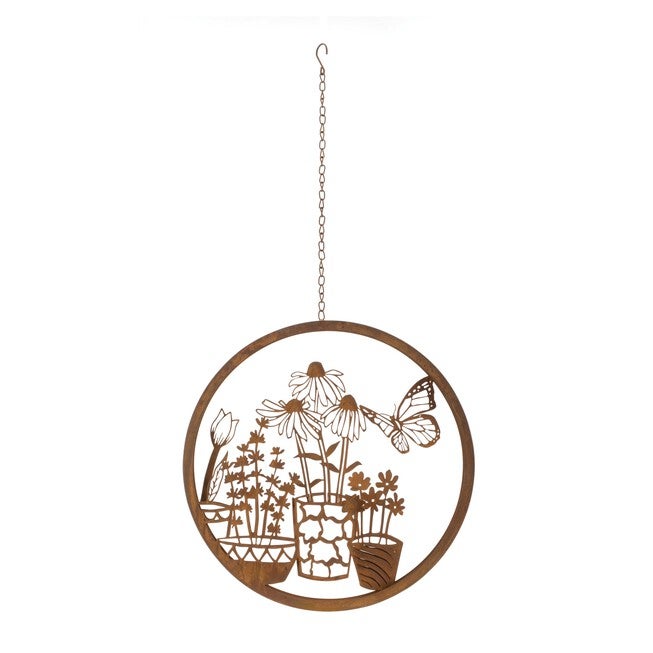 Layered Metal Butterfly Garden Wall Plaque 16 inchesD, BRONZE, hi-res image number 0