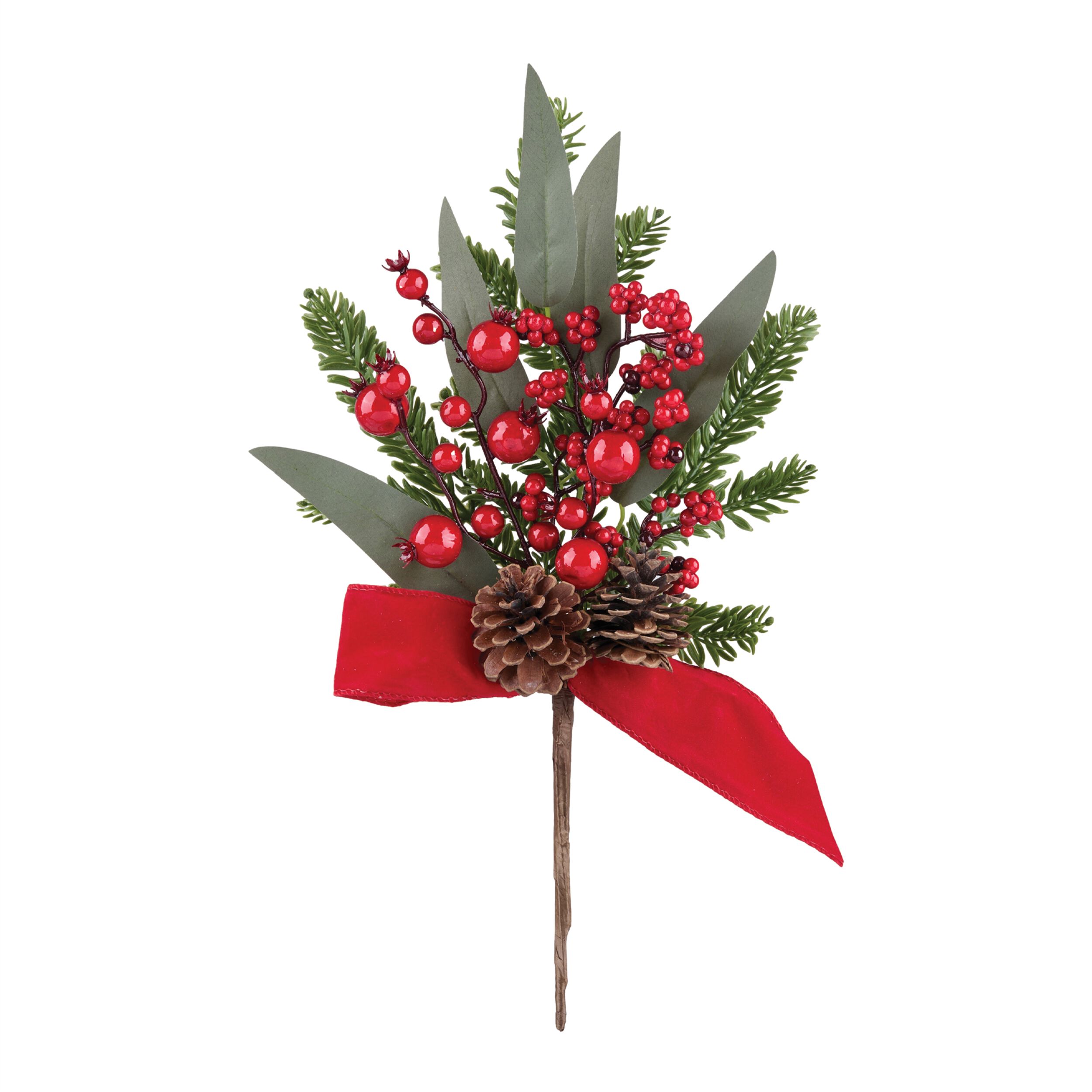 Fresh Touch Pine Berry Cone Spray (Set of 2), RED GREEN BROWN, hi-res image number 0