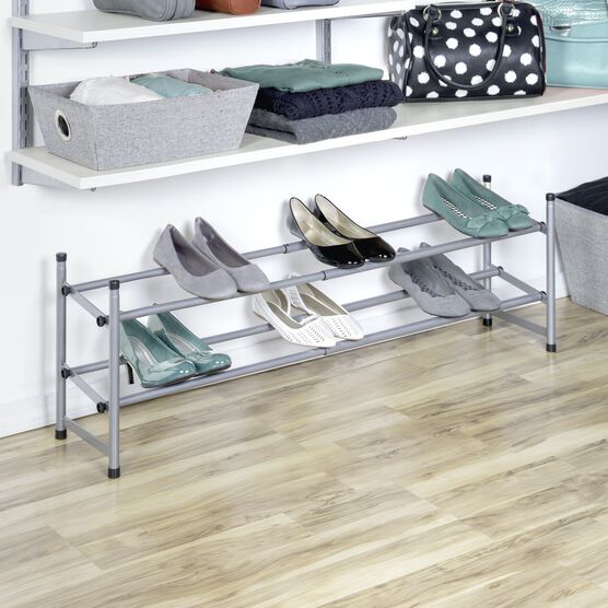 Stackable Telescoping Shoe Rack, Silver, , alternate image number null