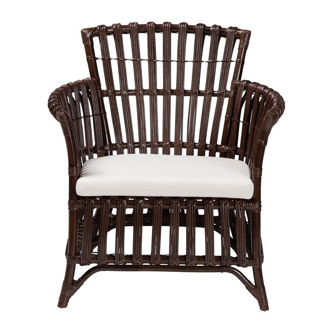 Brooklyn Bohemian Very Dark Brown Rattan Arm Chair, DARK BROWN, alternate image number null
