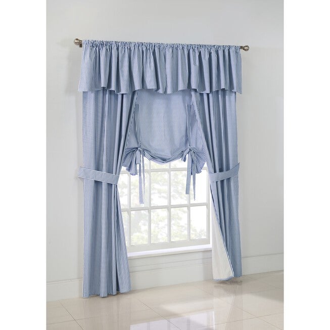 Ticking Stripe Room Darkening Pole Top Flat Valance, , alternate image number null