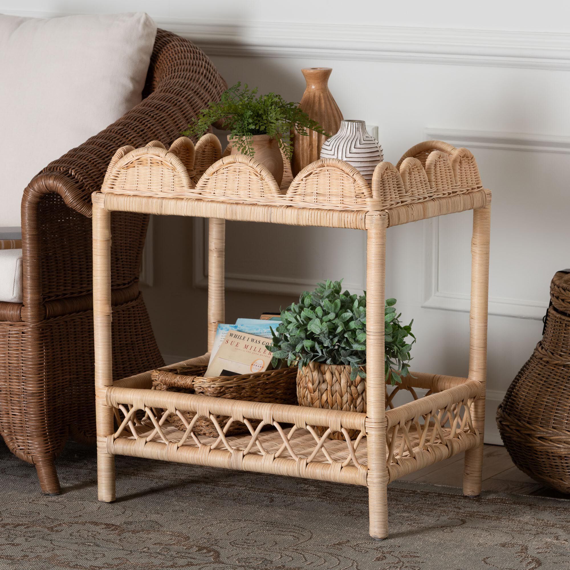 Eloisa Natural Rattan End Table, BROWN, hi-res image number 0