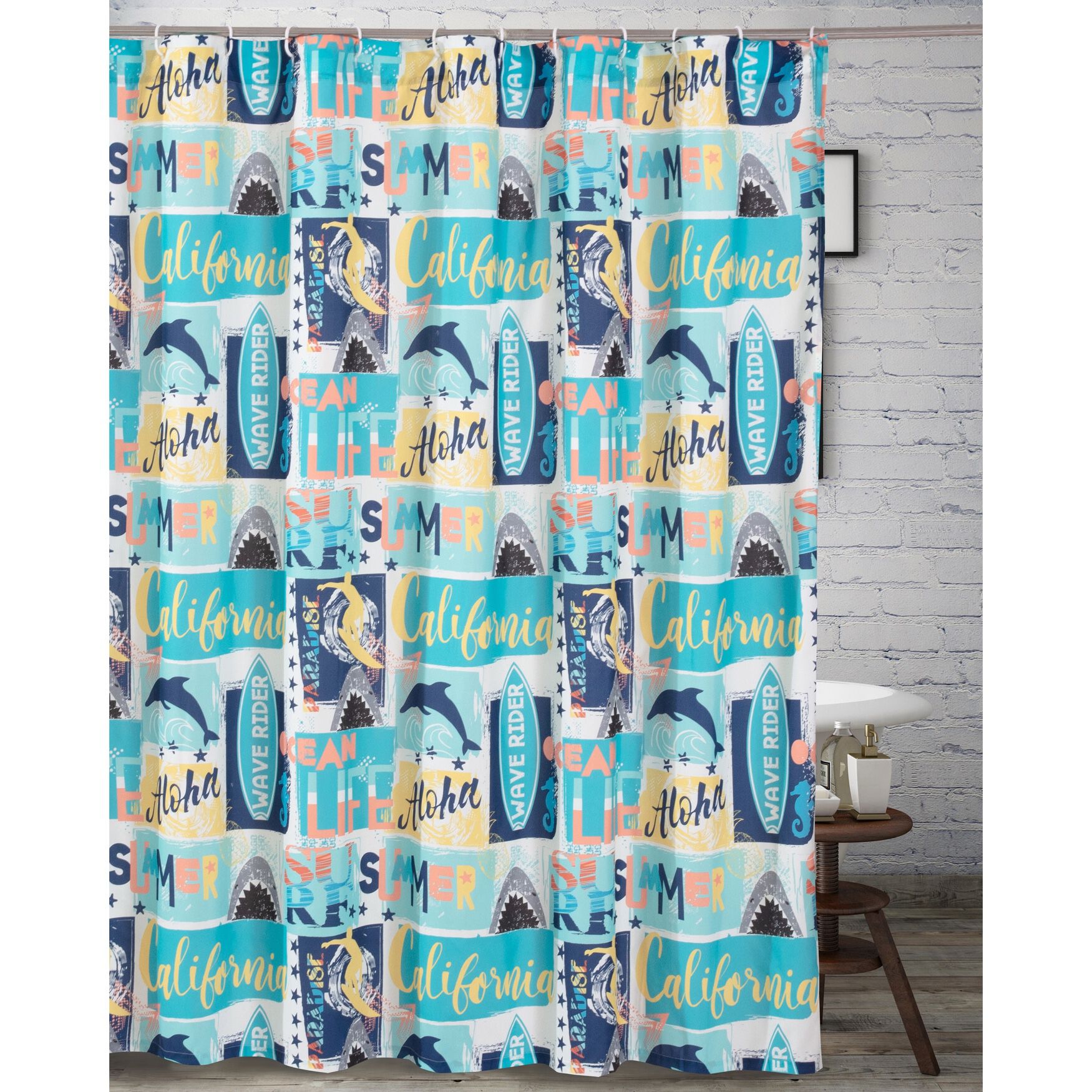 Wave Rider Bath and Shower Curtain, , on-hover image number 1