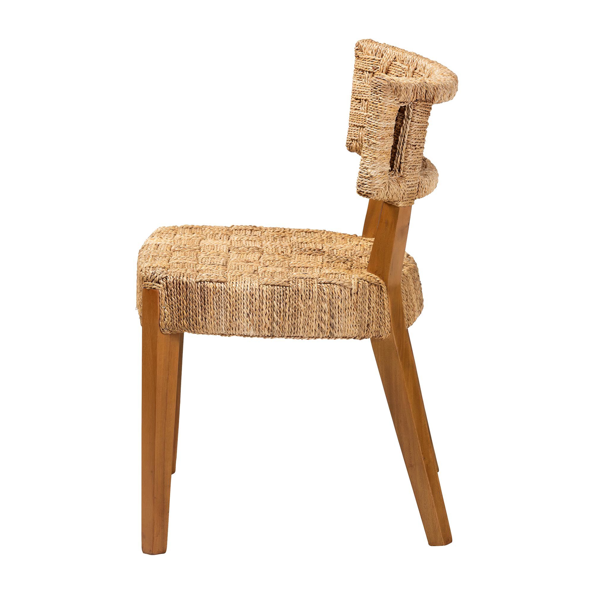 Sabit Bohemian Seagrass and Mahogany Wood Dining Chair, NATURAL, alternate image number 3