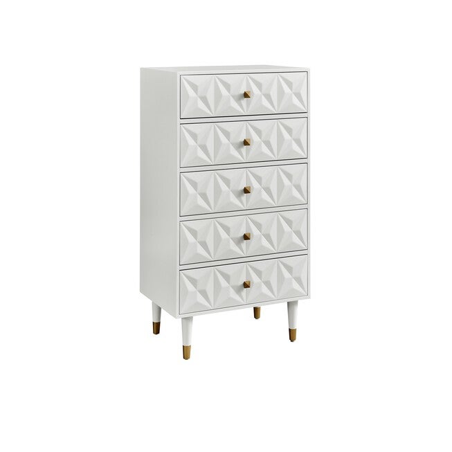 5-Drawer Geo Dresser Chest, WHITE GOLD, hi-res image number null