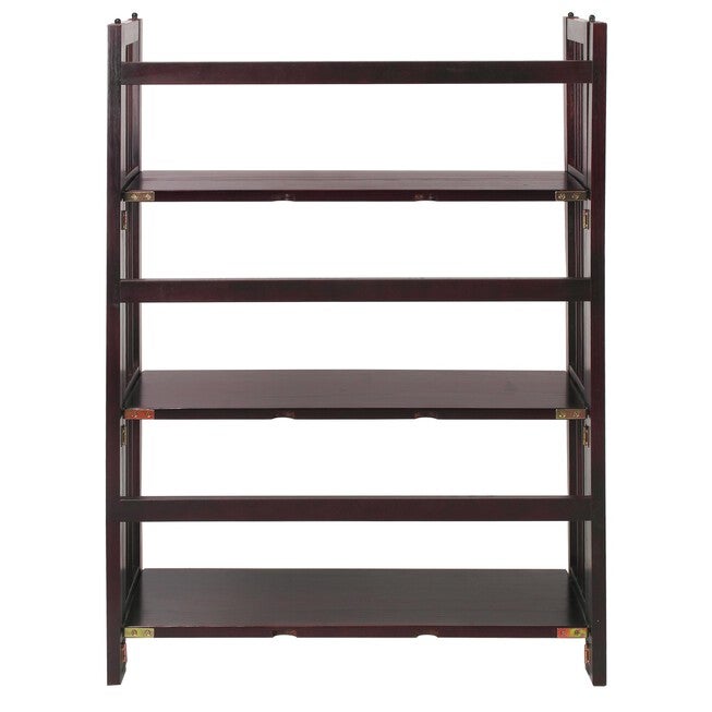 3-Shelf Folding Stackable Bookcase 27.5 inches Wide-Espresso, , alternate image number 3