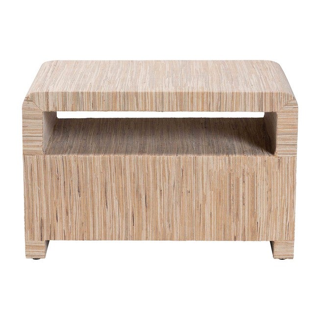 Hannah Bohemian Woven Grasscloth 1-Drawer Nightstand, NATURAL, alternate image number null
