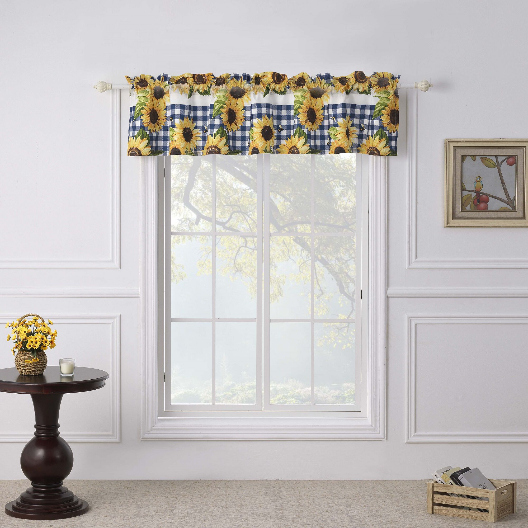 Sunflower Window Treatment Valance Curtains, GOLD, alternate image number 4
