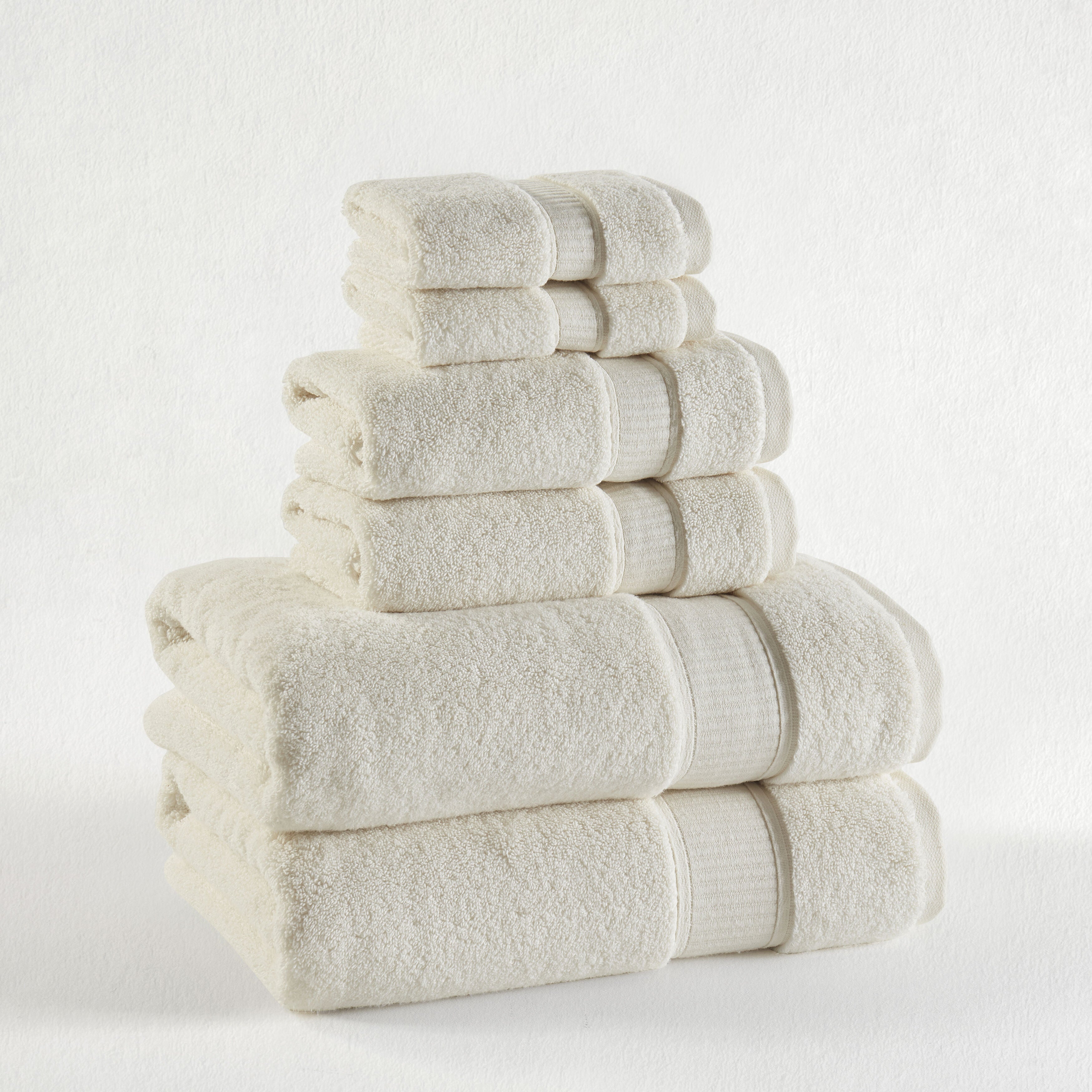 BELMORE 6PC. TOWEL SET, IVORY, hi-res image number 0