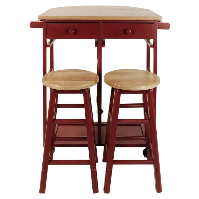 Breakfast Cart with Drop-Leaf Table-Red, RED, hi-res image number 0