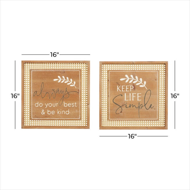 Set Of 2 Brown Wood Farmhouse Wall Decor, , alternate image number null
