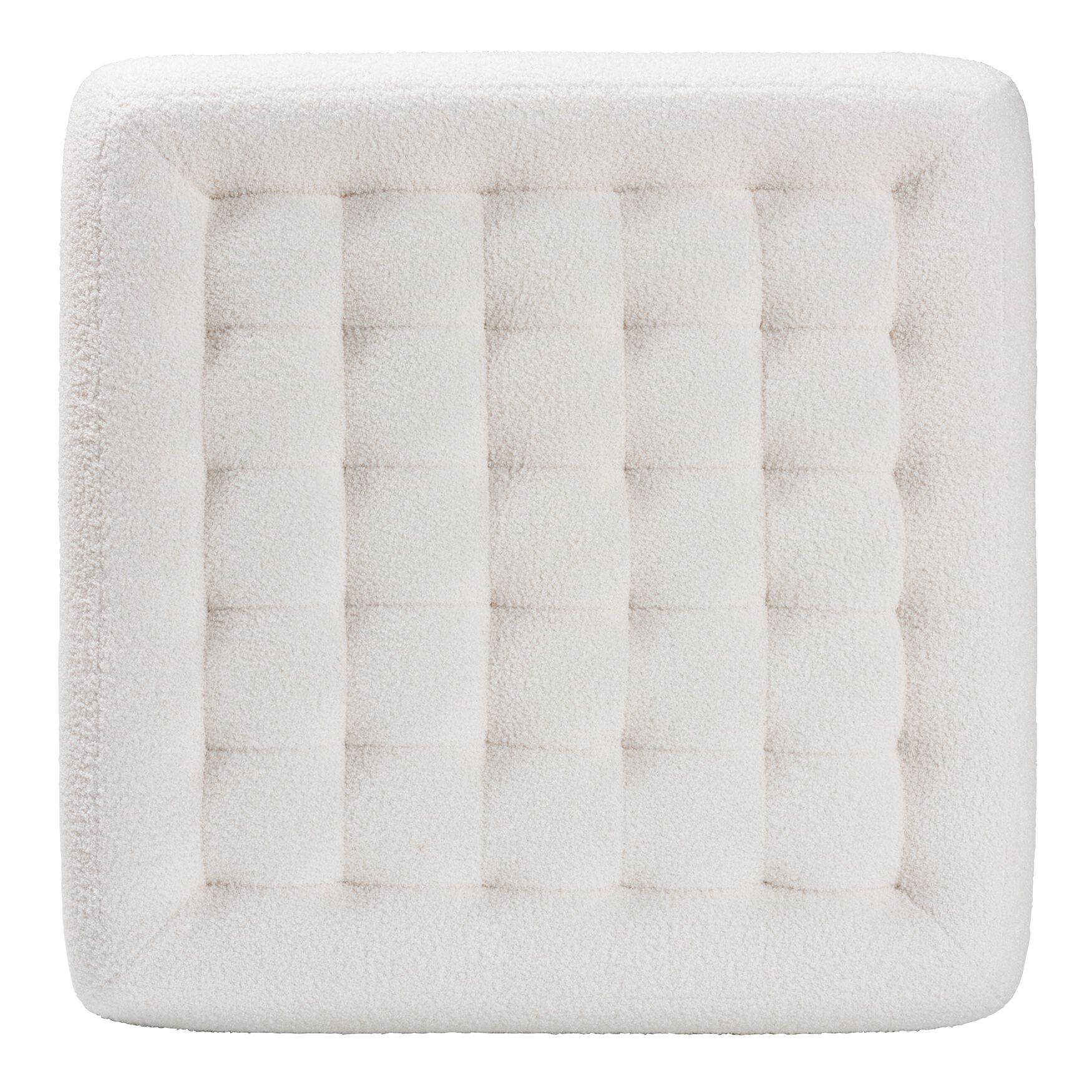 Athena Modern And Contemporary Ivory Boucle Upholstered And Black Finished Wood Square Ottoman, , alternate image number 2