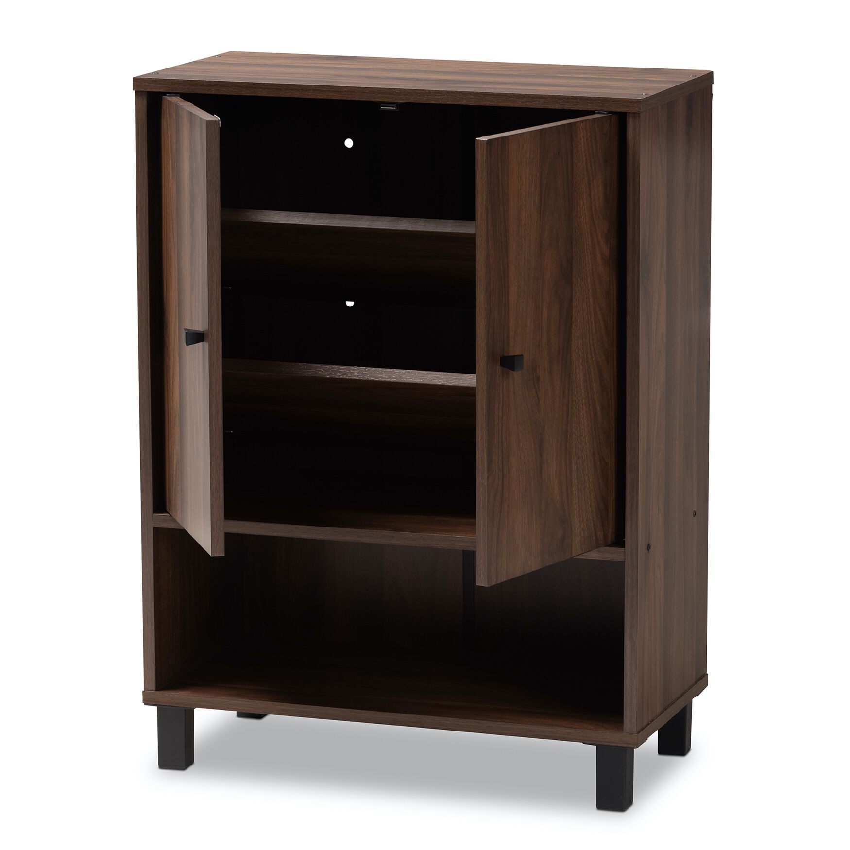 Rossin Modern and Contemporary Walnut Brown Finished 2-Door Wood Entryway Shoe Storage Cabinet, , on-hover image number 1