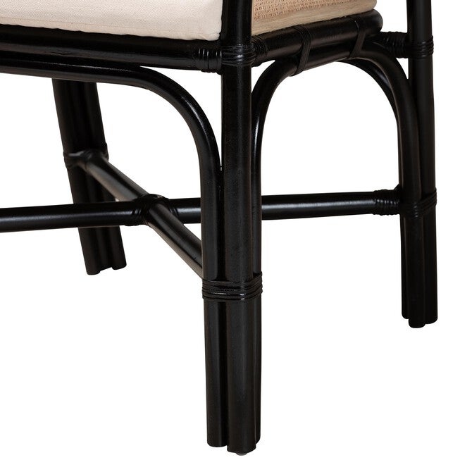 Miranda Modern Bohemian Two-Tone Black And Natural Brown Rattan 2-Piece Dining Chair Set, , alternate image number null
