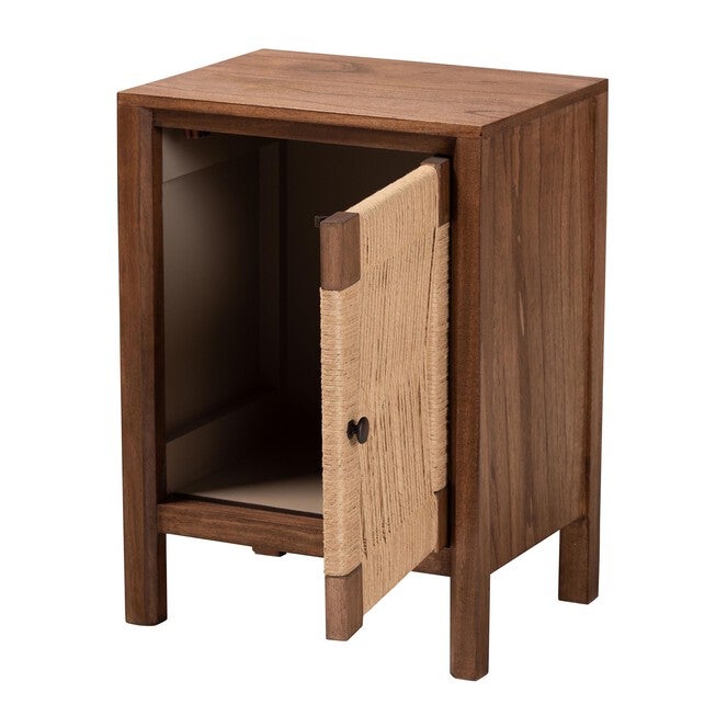 Holitz Modern Bohemian Walnut Brown Finished Bayur Wood Nightstand, , on-hover image number 1