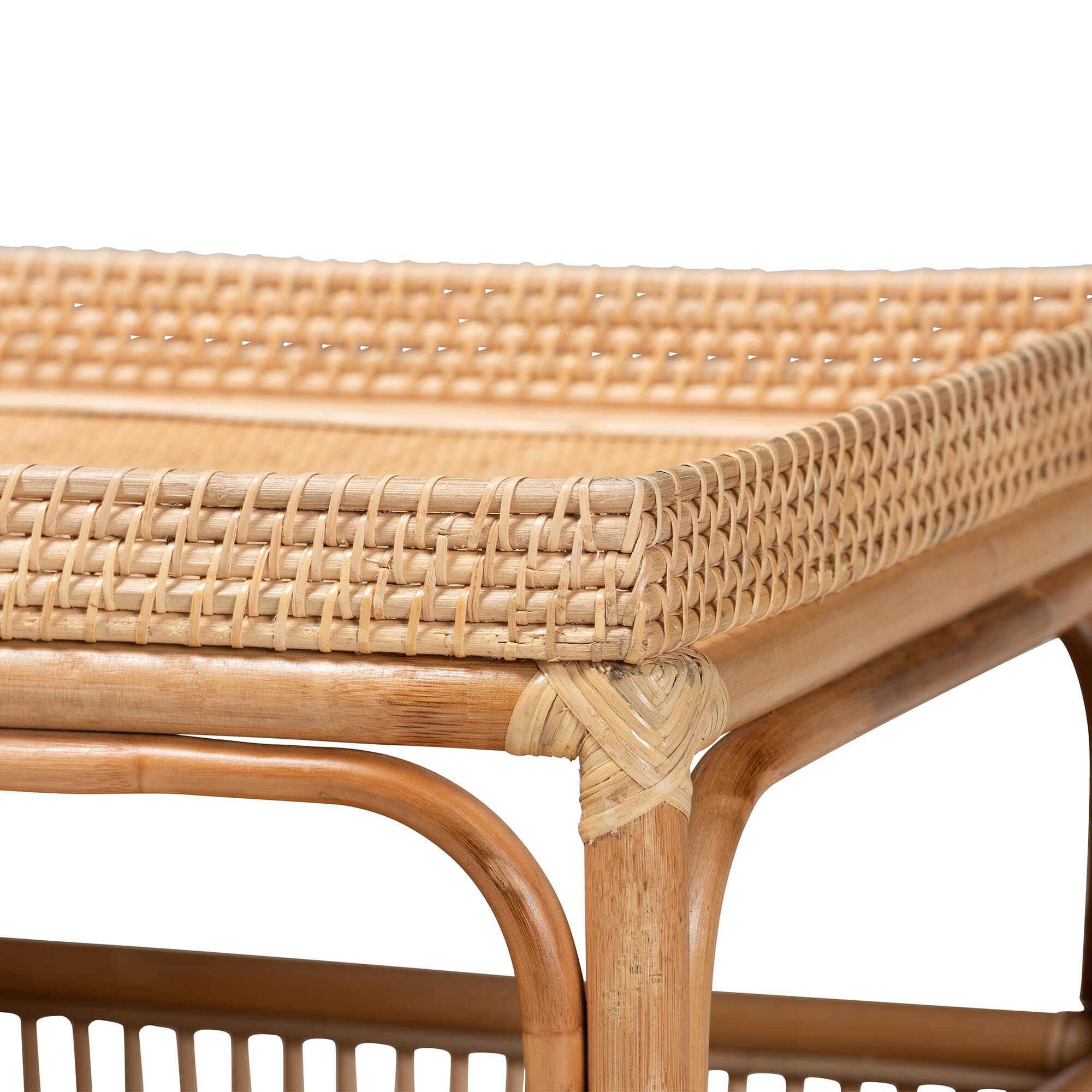 Lombok Modern Bohemian Natural Rattan Coffee Table, NATURAL, alternate image number 5