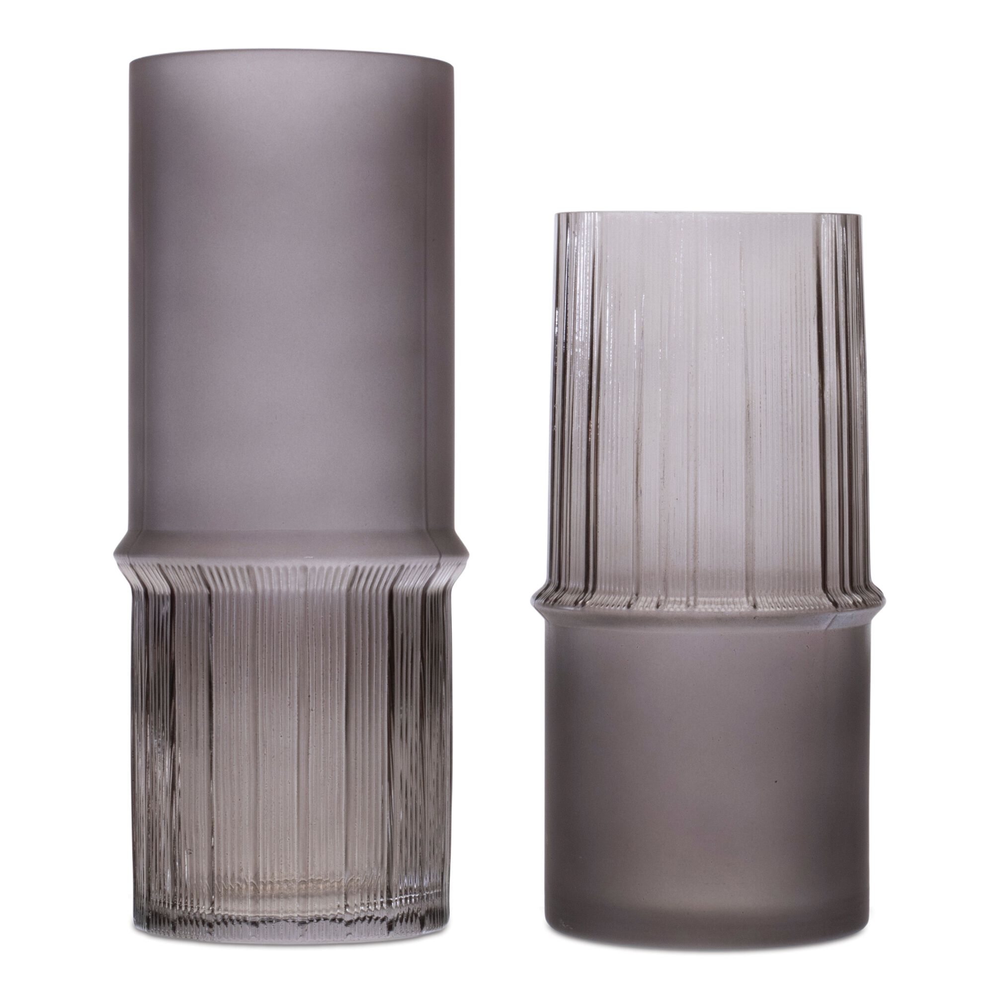 Grey Two-Toned Glass Vase (Set of 2), GREY, hi-res image number 0