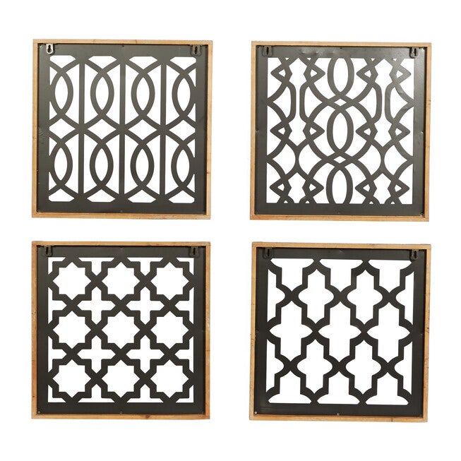 Set Of 4 Black Wood Contemporary Wall Decor, , alternate image number 2