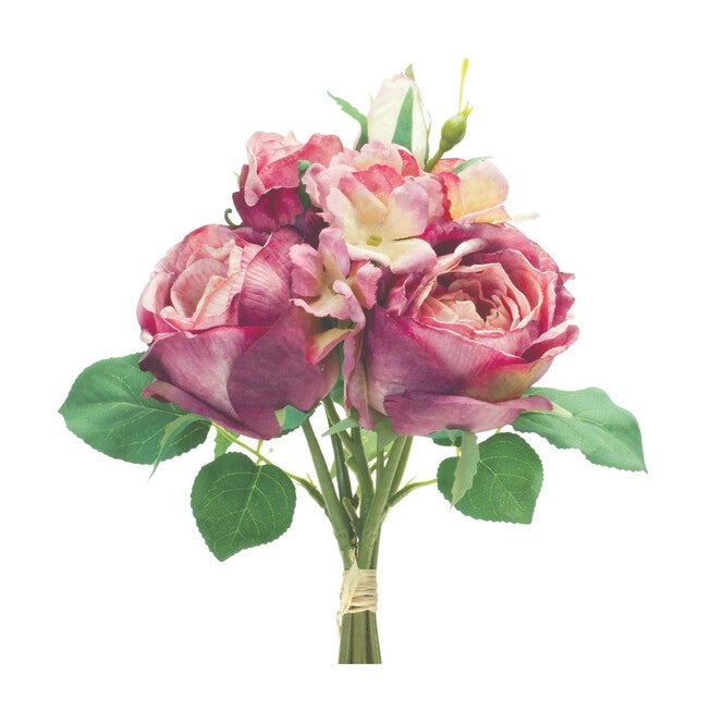 Rose Bundle (Set of 6) 12.5 inchesH Polyester, PURPLE/GREEN, hi-res image number 0