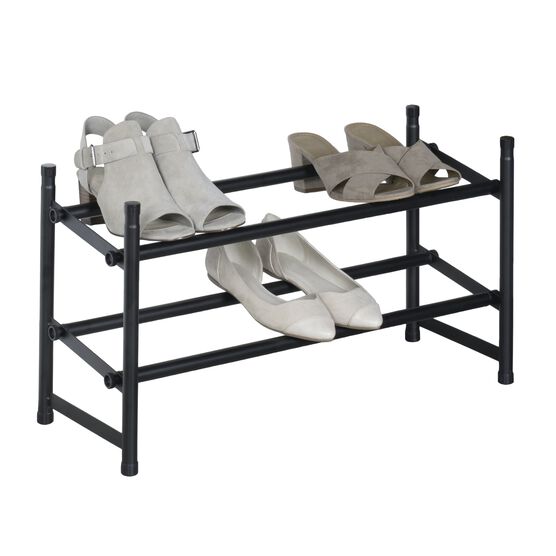 Stackable Telescoping Shoe Rack, Matte Black, BLACK, hi-res image number null
