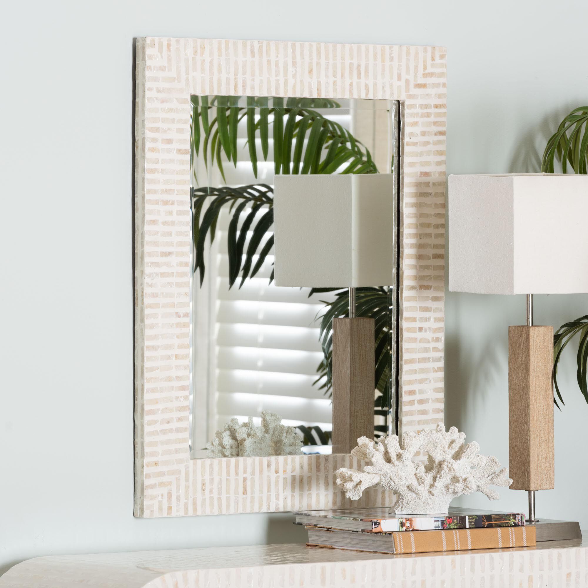 Chalina Capiz Shell Accent Mirror, WHITE BEIGE, alternate image number 3