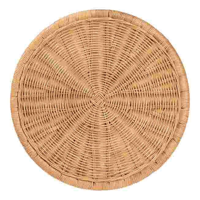 top view of the round natural rattan end table