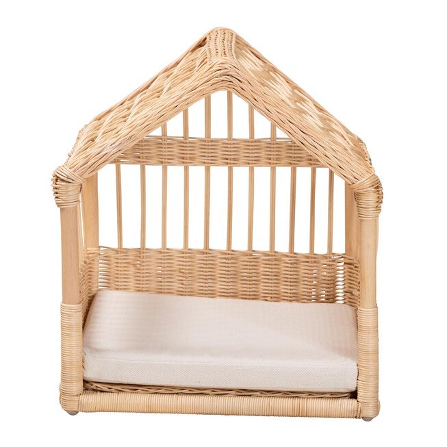 Pieta Modern Bohemian Natural Brown Rattan Pet Bed, , on-hover image number 1