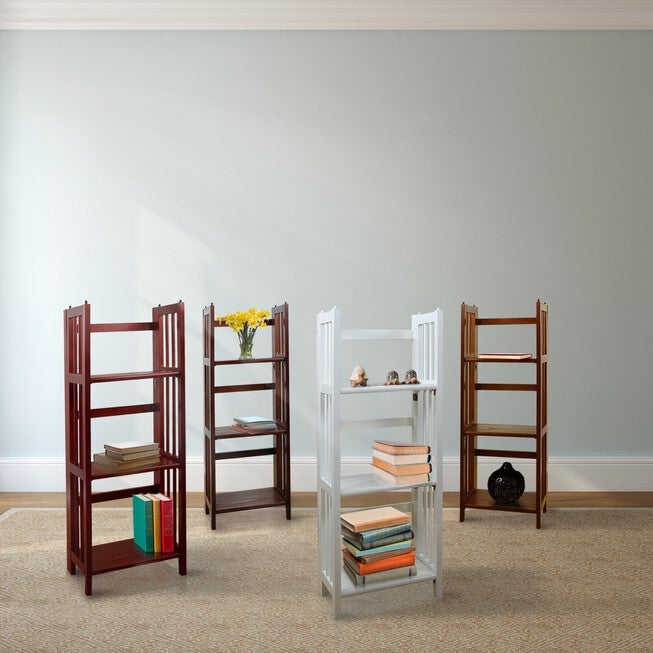 3-Shelf Folding Bookcase 14 inches Wide-Mahogany, , alternate image number 4