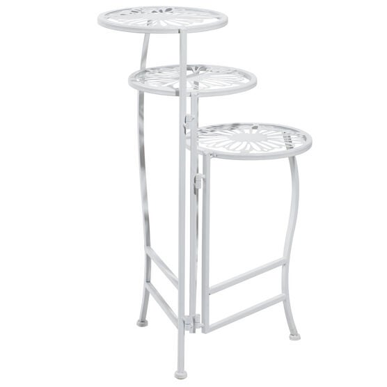 Set Of 3 White Metal Traditional Plantstand, , alternate image number null