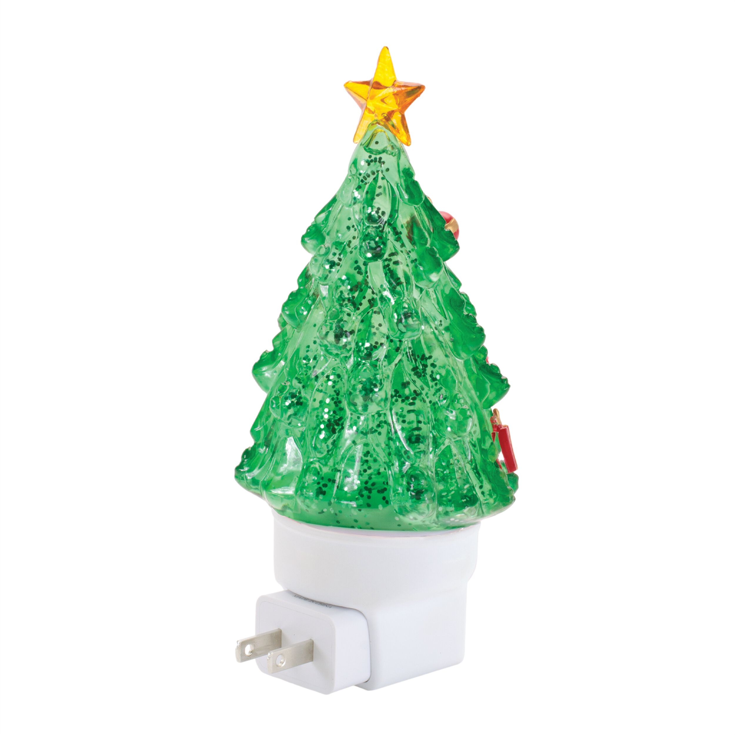 Christmas Tree Snow Globe Night Light 7 inchesH, GREEN WHITE, alternate image number 3