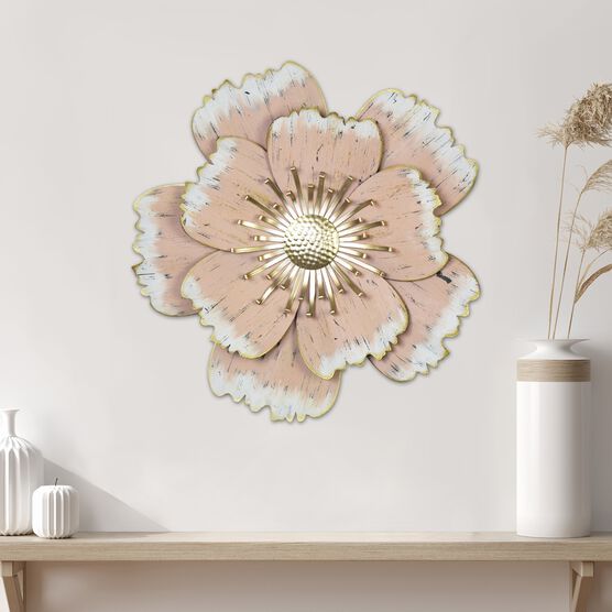Layered Pink Metal Flower Wall Decor, , alternate image number null