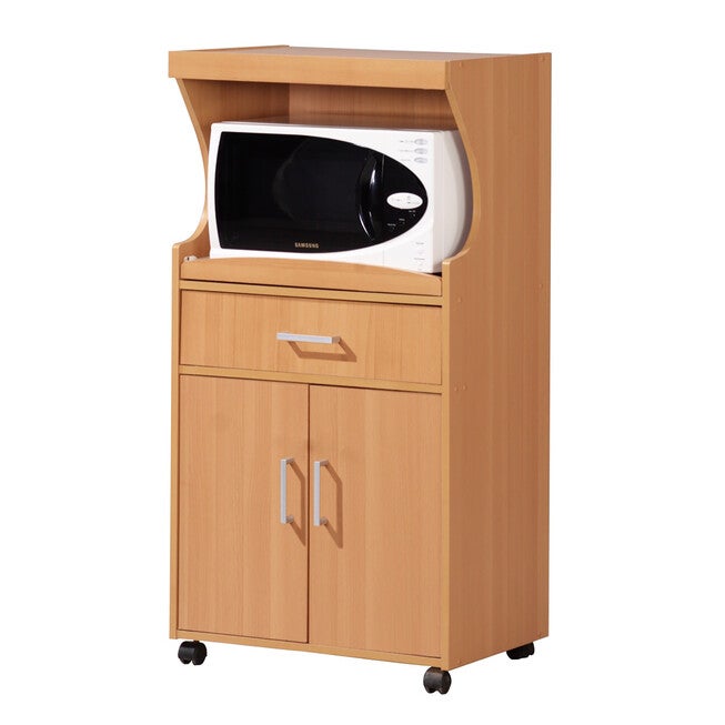 Home Basics Small Wood Microwave Cart, NATURAL, hi-res image number 0