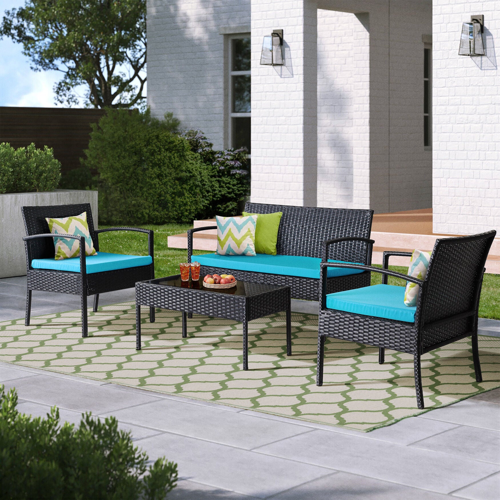 Saint Birch Savannah 4 Piece Rattan Sofa Seating Group With Cushions Seating, , alternate image number 11