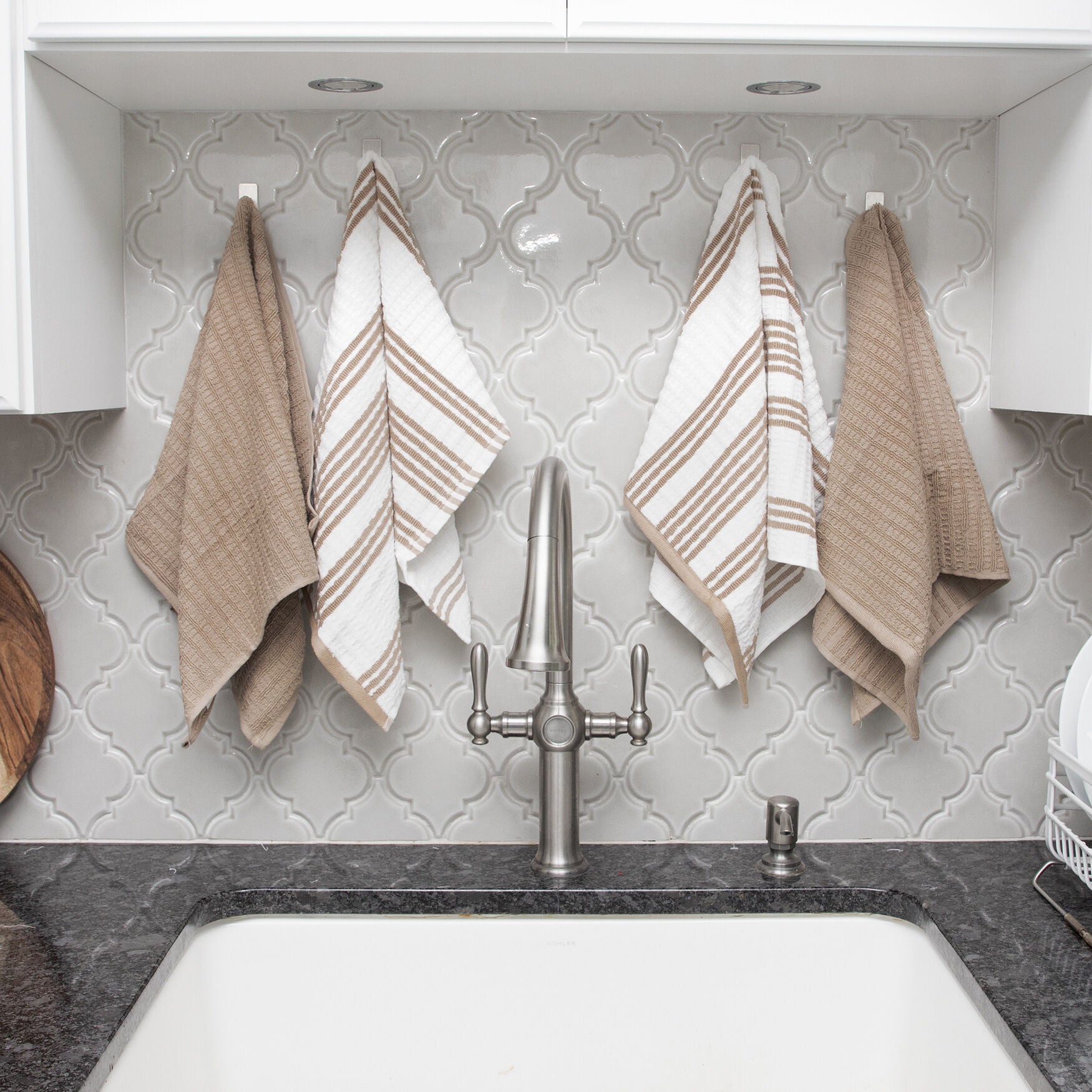 Solid & Stripe Waffle Terry Kitchen Towels, Set Of 4 Towel, , alternate image number 3