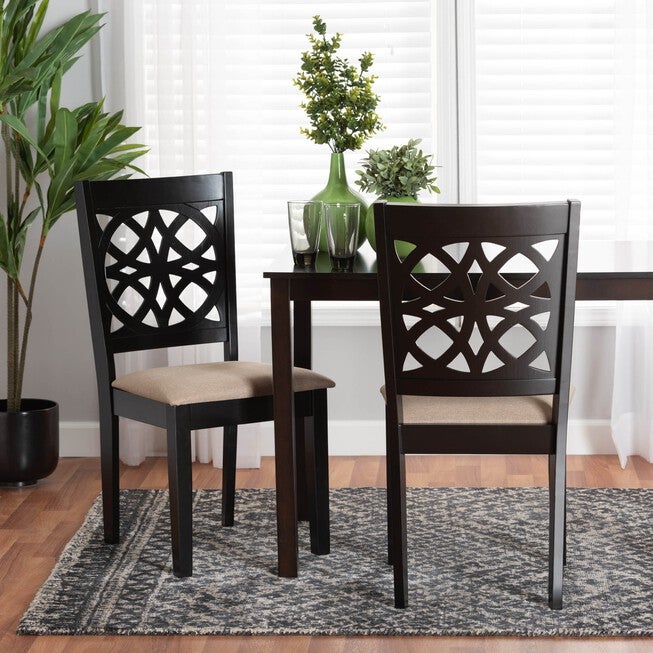 Abigail Modern Beige Fabric And Dark Brown Finished Wood 2-Piece Dining Chair Set, , alternate image number null