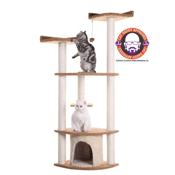 Ultra Thick Faux Fur Real Wood 64" Cat Scratching Furniture, CHOCOLATE, hi-res image number null