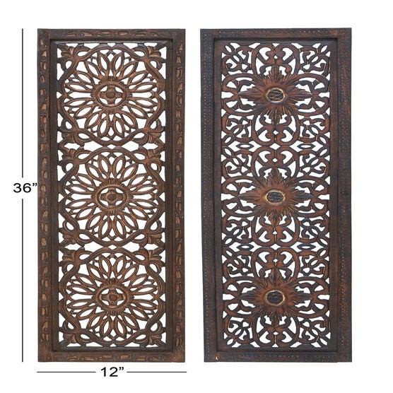 Set Of 2 Brown Wood Traditional Wall Décor, , alternate image number null