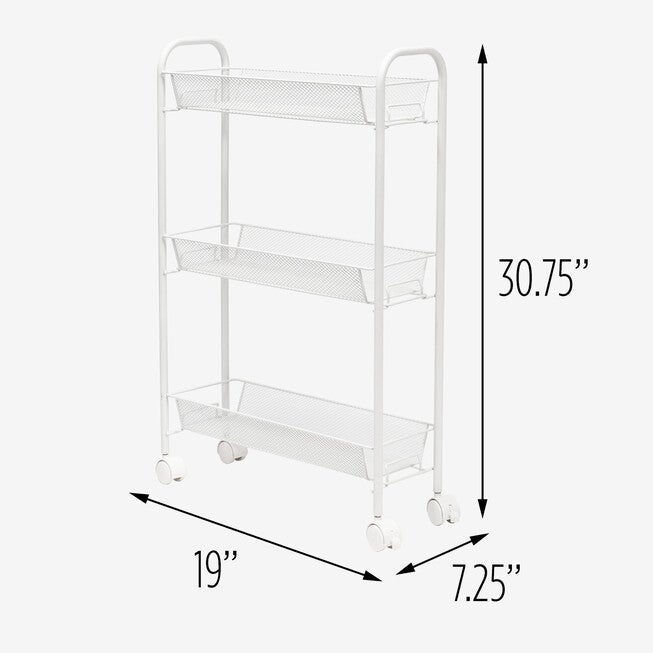 3-Basket Slim Rolling Wire Cart, , alternate image number null