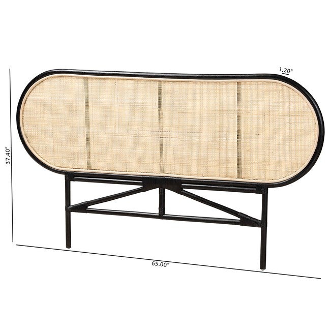 Reegan Modern Bohemian Natural Brown Rattan Queen Size Standalone Headboard, , alternate image number 14