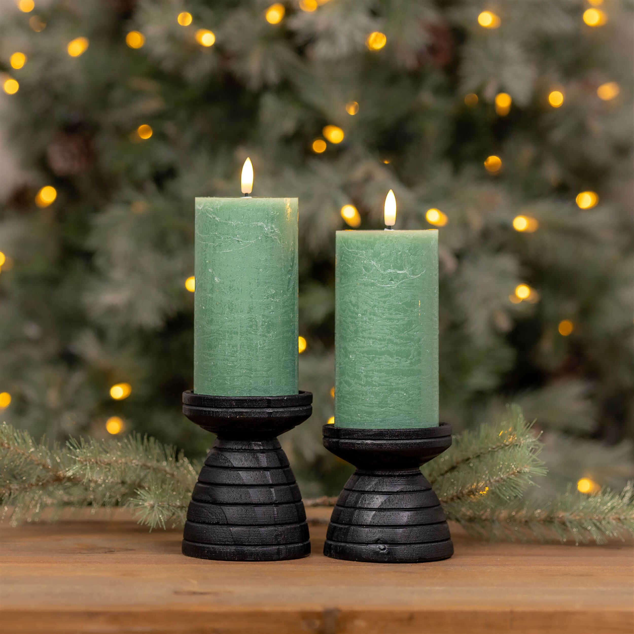 FIA Wick Green Pillar Candle (Set of 2), GREEN, alternate image number 2