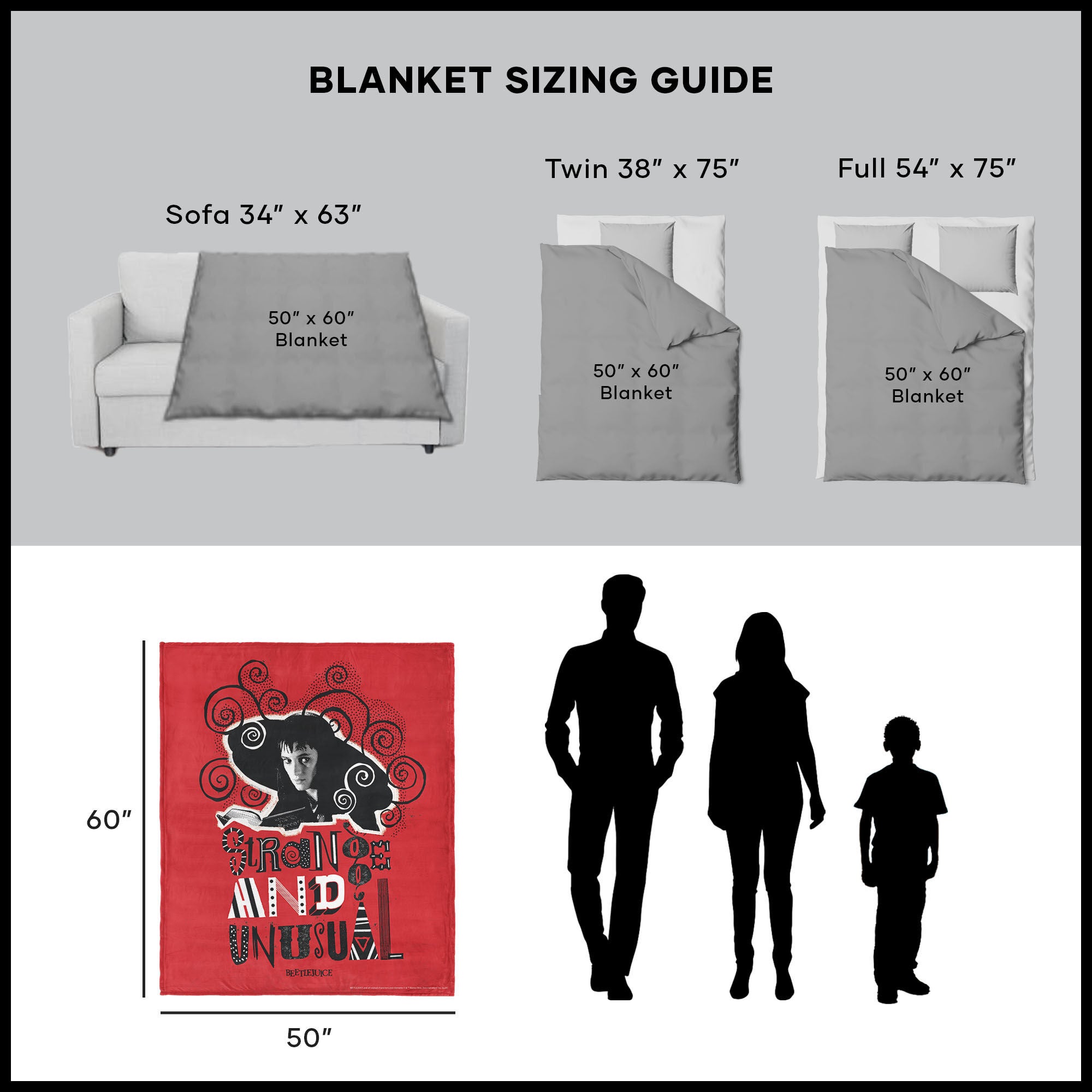 Warner Bros. Beetlejuice So So Strange Silk Touch Throw Blanket 50X60 Inches, BEETLEJUICE, alternate image number 5