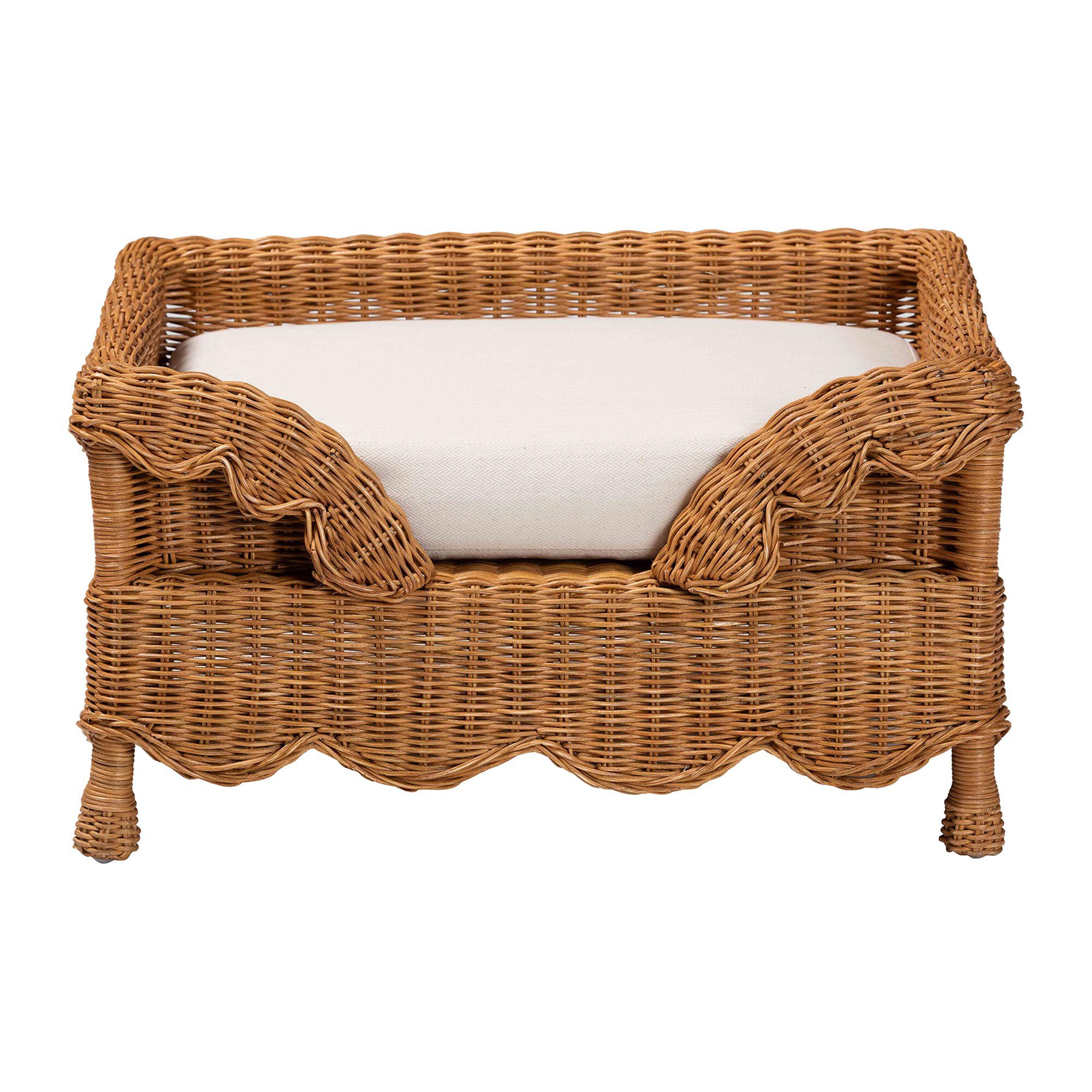 Papina Natural Rattan Pet Bed with Scalloped Sides, 25.6 inches, HONEY, alternate image number 2
