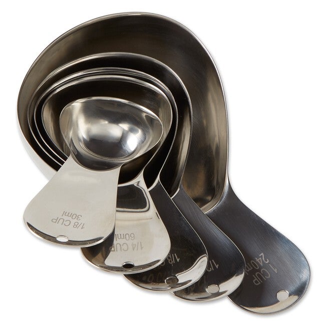 Oval Stainless Steel Measuring Cups, Set 5, GRAY, hi-res image number null