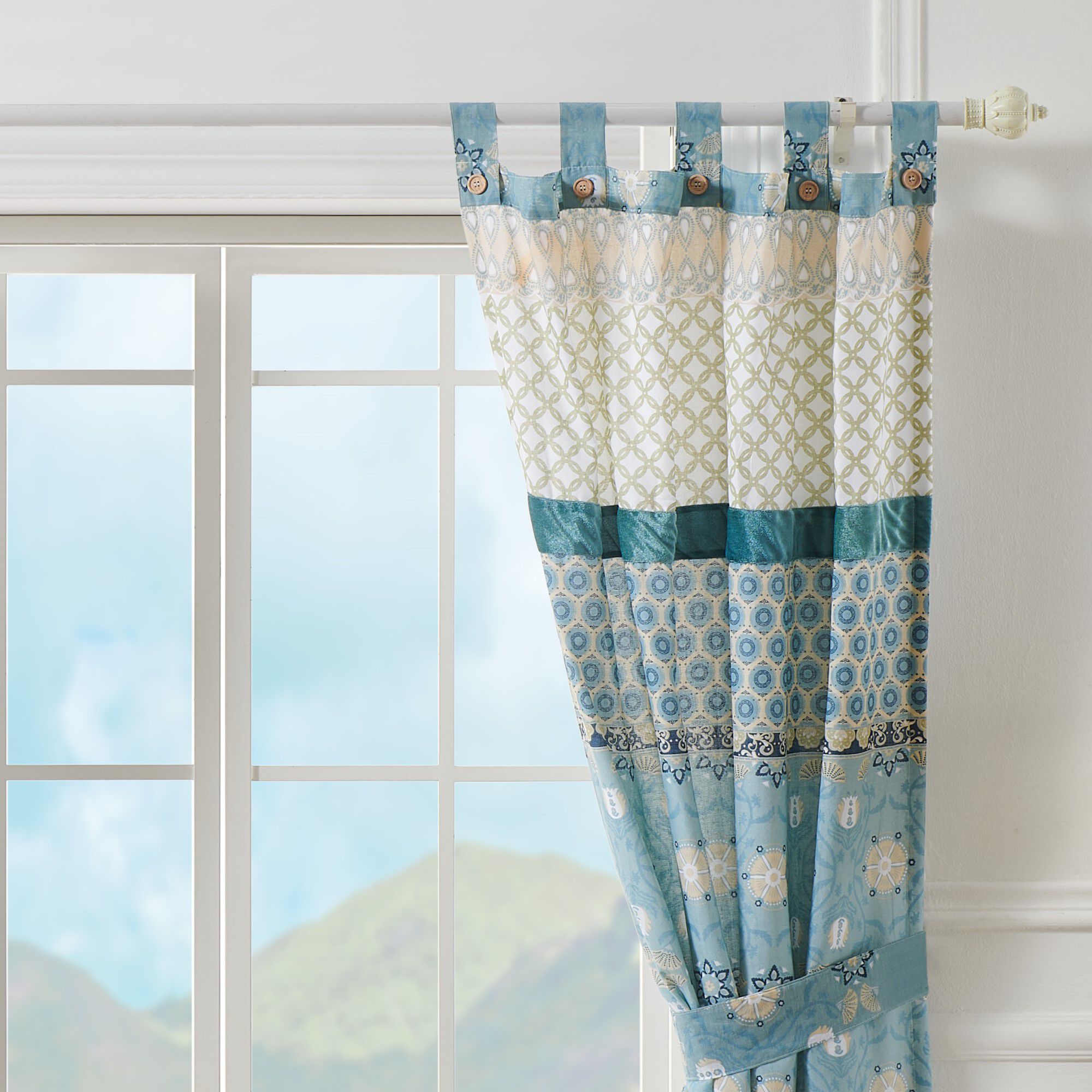 Thalia Window Curtain Panels, Set of 2, 84 inches, Tango, BLUE, alternate image number 2