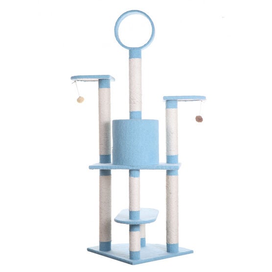 Classic 65" Real Wood Five Levels Cat Tree With Perch, Condo, Hanging Tunnel, , alternate image number null