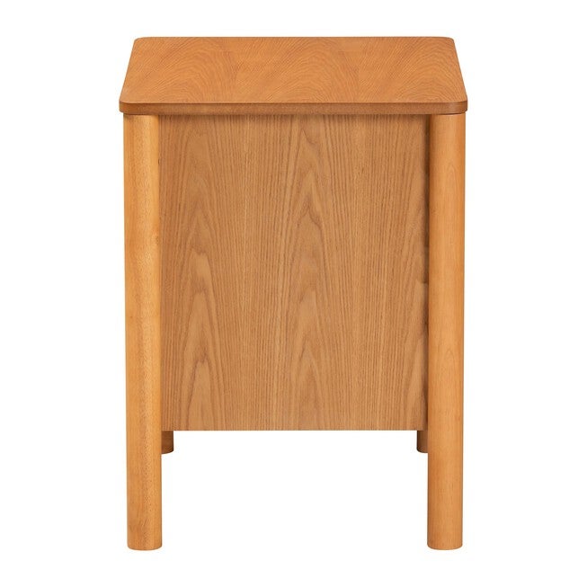 Jenn Golden Brown Wood Japandi 2-Drawer Nightstand with Distressed-Finished Rattan, GOLDEN, alternate image number 4