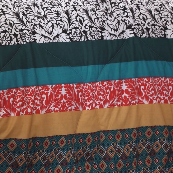 Lush Décor Boho Stripe Comforters Turquoise/ Tangerine 7 Piece Set, , alternate image number null