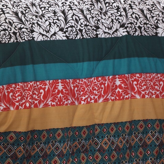 Lush Décor Boho Stripe Comforters Turquoise/ Tangerine 7 Piece Set, , alternate image number 2